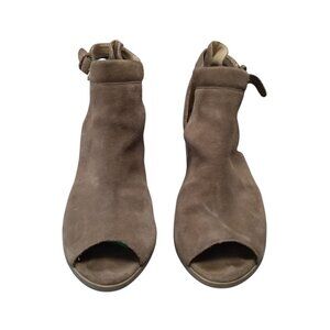 Sole Society Ferris Women's Size 10 Dark Taupe Open Toe Bootie Block Heel Suede